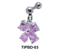 Stone Set Flower Shaped Upper Ear Dangling Charms TIPBD-03