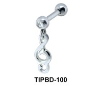 Stone Set Musical Notes Design Upper ear Dangling Charms TIPBD-100