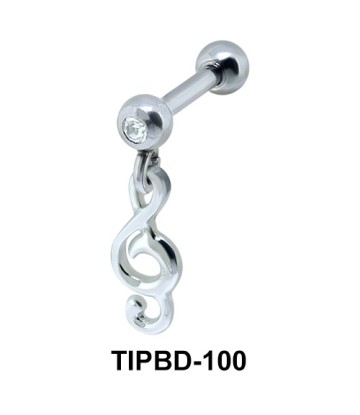 Stone Set Musical Notes Design Upper ear Dangling Charms TIPBD-100