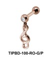 Stone Set Musical Notes Design Upper ear Dangling Charms TIPBD-100
