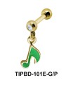Green Musical Note Dangling Upper Ear Dangling TIPBD-101E