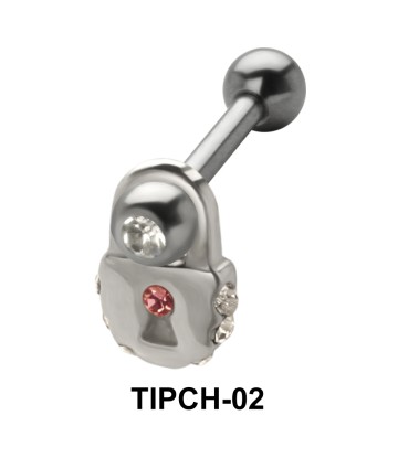 Stone Set Lock n Heart Upper Ear Charms TIPCH-02