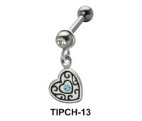 Stone Set Heart Dangling Upper Ear Charms TIPCH-13