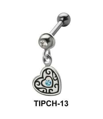 Stone Set Heart Dangling Upper Ear Charms TIPCH-13