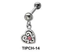 Stone Set Heart Dangling Upper Ear Charms TIPCH-14