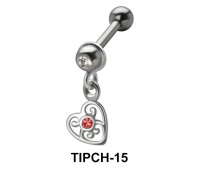 Stone Set Heart Dangling Upper Ear Charms TIPCH-15