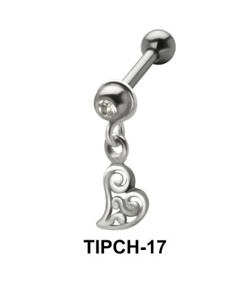 Stone Set Heart Dangling Upper Ear Charms TIPCH-17