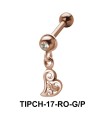 Stone Set Heart Dangling Upper Ear Charms TIPCH-17