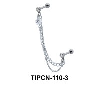 Stone Set Double Chain Upper Ear Piercing TIPCN-110-3