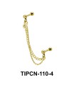 Stone Set Double Chain Upper Ear Piercing TIPCN-110-4