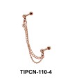 Stone Set Double Chain Upper Ear Piercing TIPCN-110-4