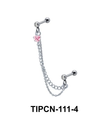 Pink Stone Set Upper Ear Piercing Chain TIPCN-111-4