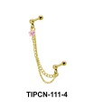 Pink Stone Set Upper Ear Piercing Chain TIPCN-111-4