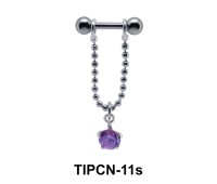Dangling Round Stone Chain Upper Ear Piercing TIPCN-11s