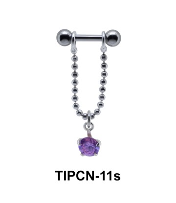 Dangling Round Stone Chain Upper Ear Piercing TIPCN-11s
