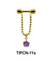 Dangling Round Stone Chain Upper Ear Piercing TIPCN-11s