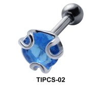 Blue Round Stone Helix Ear Piercing TIPCS-02