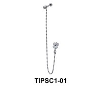 Flower Dangling Ear Piercing with Stud Chain TIPSC1-01