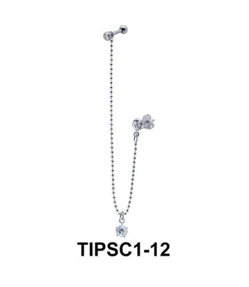 Chain with Stone Ear Piercing with Stud Chain TIPSC1-12