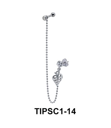 Leaf n Stone Set Ear Chain Piercing TIPSC1-14