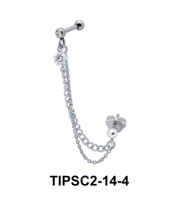 Stone Set Ear Chain Piercing TIPSC2-14-4
