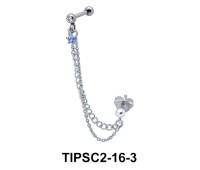 Blue Star Stone Ear Chain Piercing TIPSC2-16-3