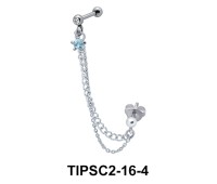 Ear Chain Piercing with Blue Star Stone TIPSC2-16-4
