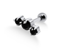 Black Triple Stones Helix Ear Piercing TIP-252s-BK 