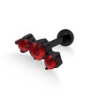 Black Triple Stones Helix Ear Piercing TIP-252s-BK 