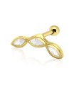 Tri Leaves Stone Set Helix Piercing TIP-43b