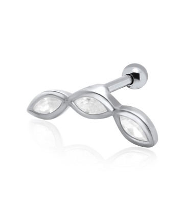 Tri Leaves Stone Set Helix Piercing TIP-43b