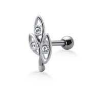 Stone Set Leaves Shaped Helix Piercing TIP-669