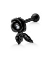 Stone Set Rose with Leaf Shaped Helix Piercing TIP-678