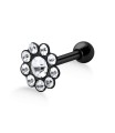 Stone Encrusted Flower Shaped Helix Piercing TIP-684