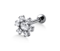 Stone Set Flower Shaped Helix Piercing TIP-687