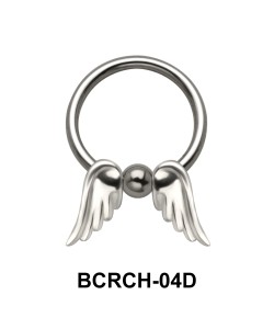 Double Wings Closure Rings Charms BCRCH-04D