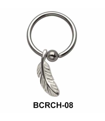 Feather Closure Rings Charms BCRCH-08