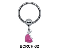 Heart Shaped Charm On Closure Ring BCRCH-32