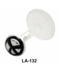 Peace Sign Black Labret Silver LA-132CL