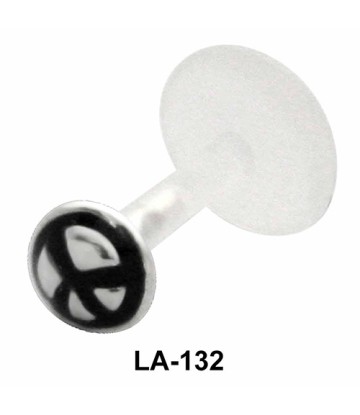 Peace Sign Black Labret Silver LA-132CL