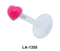 Pink Stone Heart Labrets Push-in LA-1355