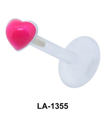 Pink Stone Heart Labrets Push-in LA-1355