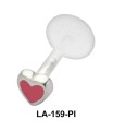 Enameled Heart Labret Silver LA-159