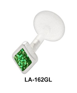 Green Diamond Labret Piercing with PTFE LA-162GL