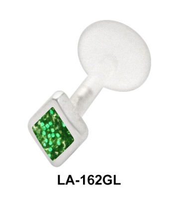 Green Diamond Labret Piercing with PTFE LA-162GL