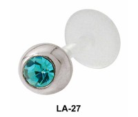 Bezel Set Rhinestone Labret Silver LA-27