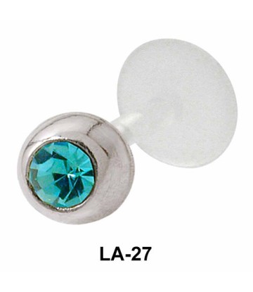 Bezel Set Rhinestone Labret Silver LA-27