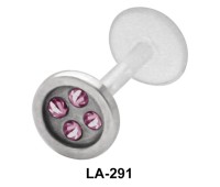 Button With Rhinestone Labrets Push-in LA-291