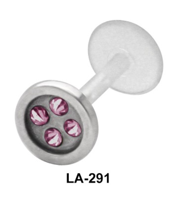 Button With Rhinestone Labrets Push-in LA-291