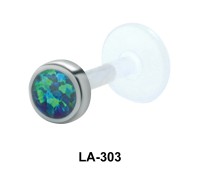 Turquoise Stone Bezel Set Labrets Push-in LA-303